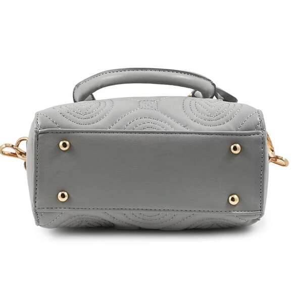 Valentino Orlandi ✦ Gray Quilted Vegan Leather Handbag Removable Shoulder Strap - Picture 4 of 8